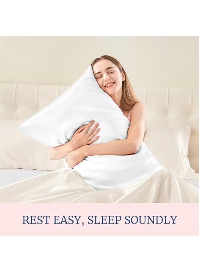 Satin Pillowcase for Hair and Skin, Super Soft and Cooling Similar to Silk Pillow Cases 2 Pack with Envelope Closure, Gift for Women Men20 x 26 Standard Size, White - Image 3